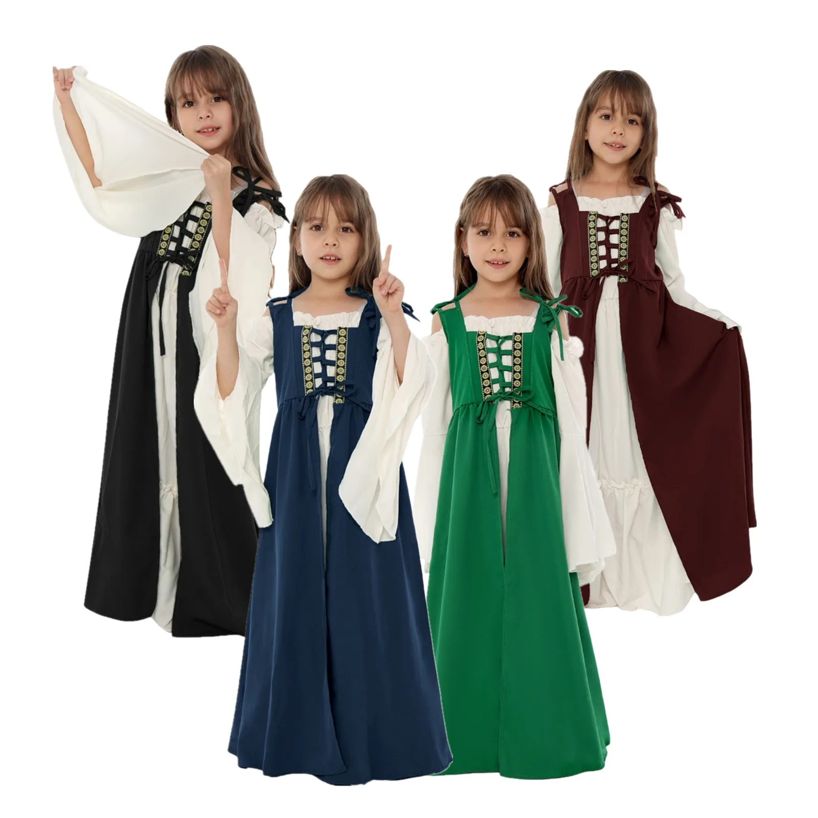 Girls Medieval Renaissance Peasant Dress Long Sleeve Maxi Fairy Vintage Halloween Cosplay Costume
Girls Medieval Renaissance Peasant Dress Long Sleeve Maxi Fairy Vintage Halloween Cosplay Costume