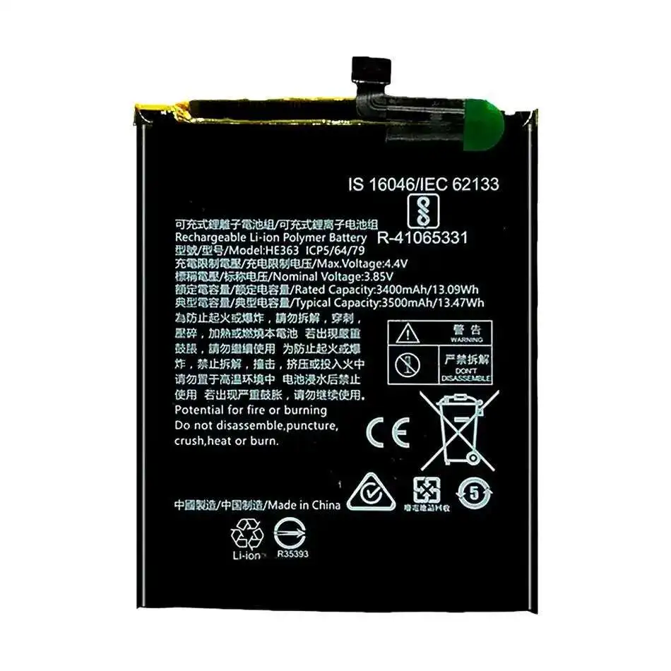 Аккумулятор мобильного телефона с быстрой зарядкой HE363 для Nokia X7 TA-1131 TA-1119 8,1 TA-1119 TA-1128 3500 мАч безопасный
Аккумулятор мобильного телефона с быстрой зарядкой HE363 для Nokia X7 TA-1131 TA-1119 8,1 TA-1119 TA-1128 3500 мАч безопасный
