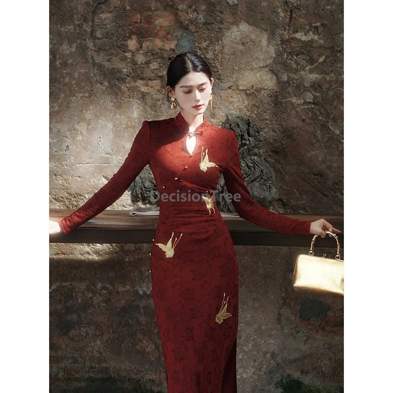 2026 improved elegant daily qipao chinese women's engagement high end temperament formal attire long sleeved jacquard knit qipao
2026 improved elegant daily qipao chinese women's engagement high end temperament formal attire long sleeved jacquard knit qipao