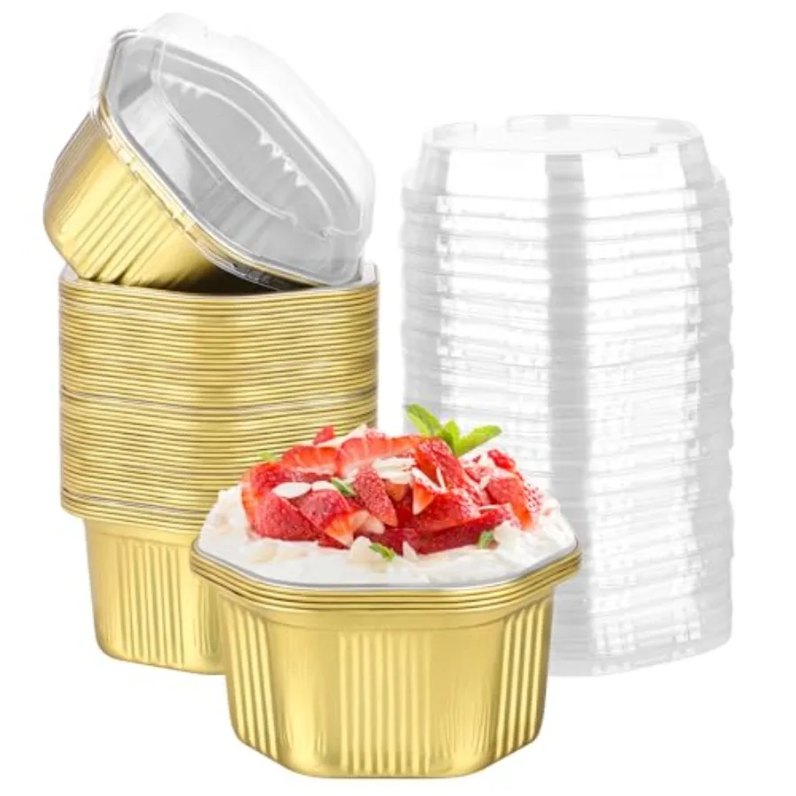 Disposable Baking Cups with Lids Pack 598ml Aluminum Foil Ramekins Pans Hexagon Individual Cupcake Desserts Containers Creme Br
Disposable Baking Cups with Lids Pack 598ml Aluminum Foil Ramekins Pans Hexagon Individual Cupcake Desserts Containers Creme Br