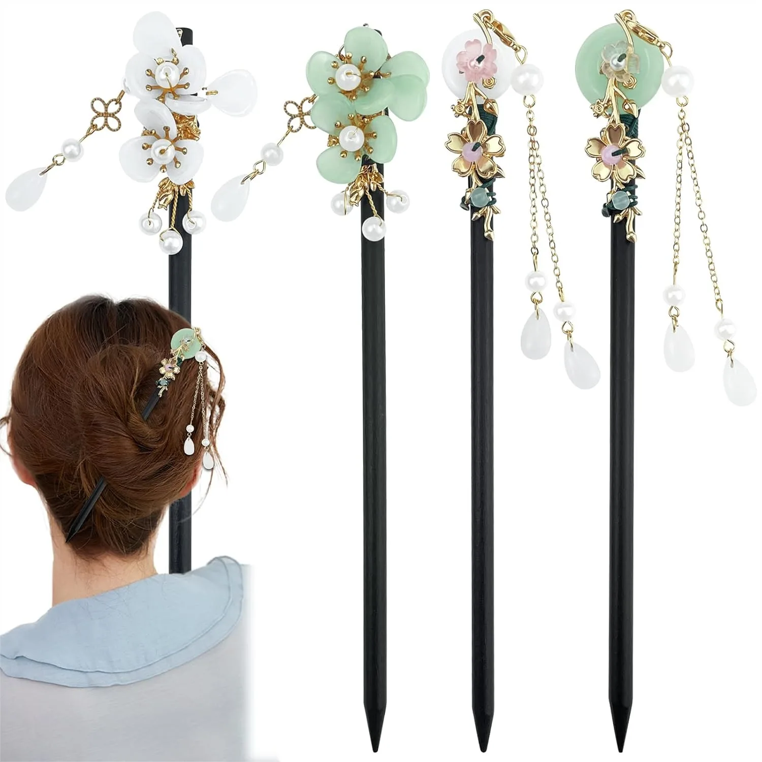 4 Pcs Retro Wooden Hair Sticks Chinese Hairpins Flower Hair Chopsticks Vintage Hanfu Pins Headdress Classic Hair Fork For Long Hair Women
4 Pcs Retro Wooden Hair Sticks Chinese Hairpins Flower Hair Chopsticks Vintage Hanfu Pins Headdress Classic Hair Fork For Long Hair Women