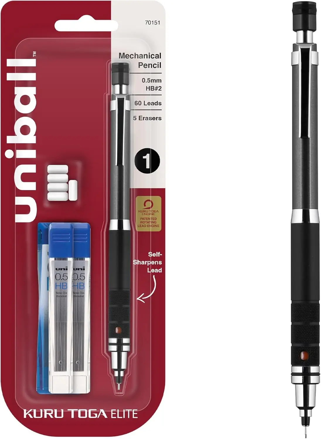 Kuru Toga Elite Mechanical Pencil Kit, 0.5mm HB #2, Gun Metal Barrel, 1 Pack
Kuru Toga Elite Mechanical Pencil Kit, 0.5mm HB #2, Gun Metal Barrel, 1 Pack