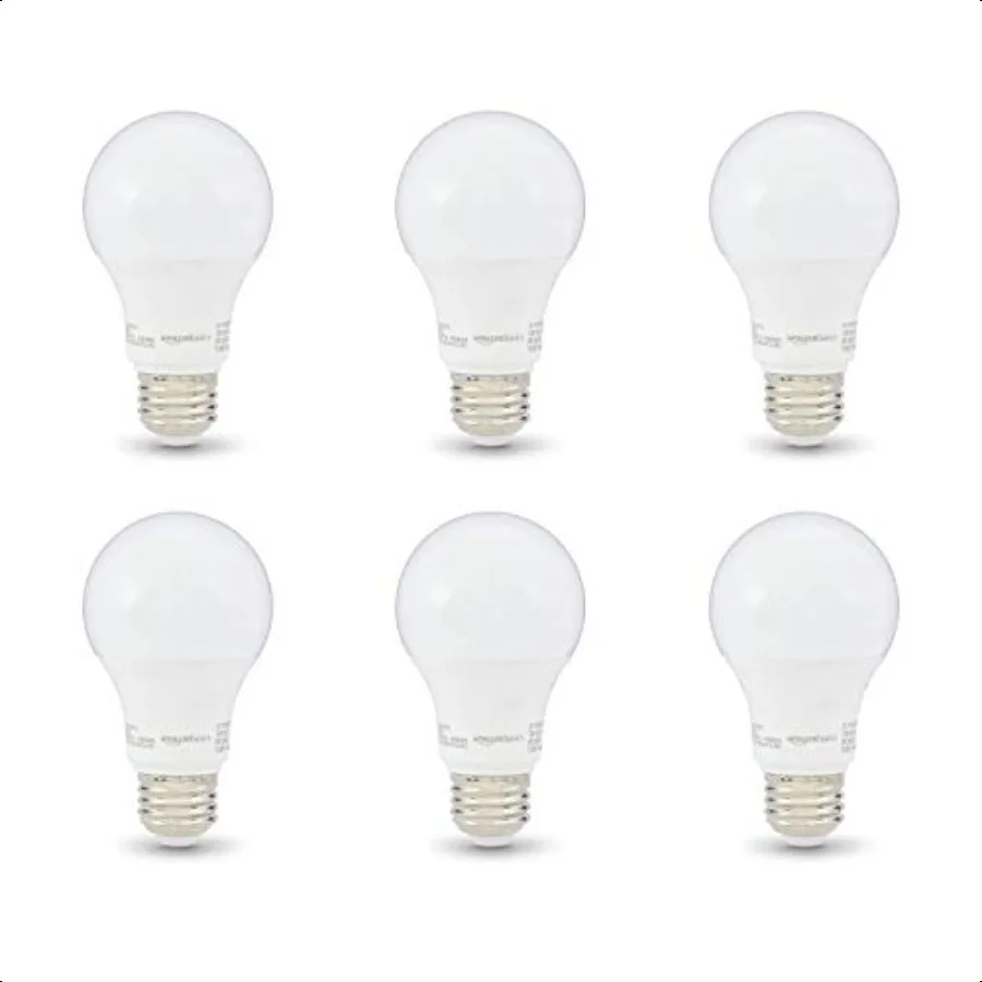 Базовая мягкая белая светодиодная лампа A19, 40 Вт, эквивалент, энергоэффективная, 6 Вт, стандартная основа E26, 2700 К, без регулировки яркости, срок службы 10 000 часов 
Базовая мягкая белая светодиодная лампа A19, 40 Вт, эквивалент, энергоэффективная, 6 Вт, стандартная основа E26, 2700 К, без регулировки яркости, срок службы 10 000 часов