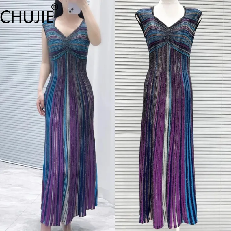 CHUJIE 2025 Summer Color Block Ruffle Maxi Dress Sleeveless Slim Fit Bodycon Elegant Beach Dress
CHUJIE 2025 Summer Color Block Ruffle Maxi Dress Sleeveless Slim Fit Bodycon Elegant Beach Dress