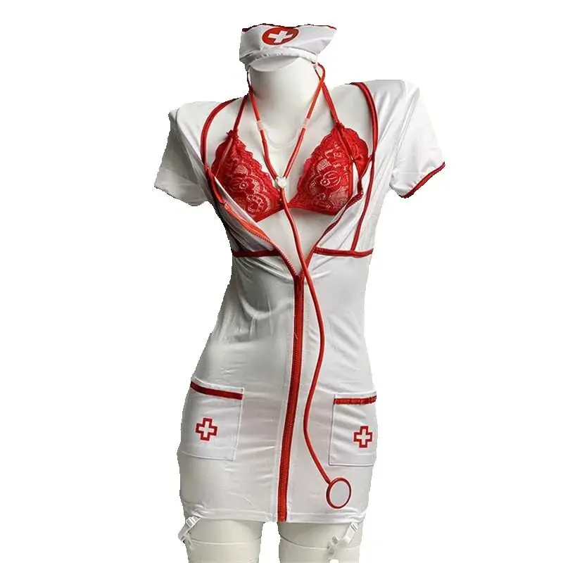 Wholesale Women's Sexy Zipper Roleplay Nurse Lingerie Dress Adult Lady Night Club Cosplay Fliter Doctor Costumes with Lace Bra
Wholesale Women's Sexy Zipper Roleplay Nurse Lingerie Dress Adult Lady Night Club Cosplay Fliter Doctor Costumes with Lace Bra