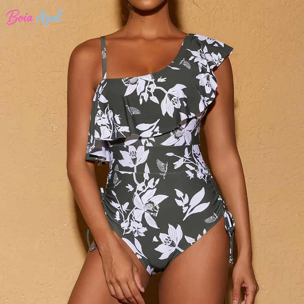 Floral print one-shoulder all-in-one swimsuit ruffled drawstring tie-on women's swimsuit sexy beach backless swimsuit
Floral print one-shoulder all-in-one swimsuit ruffled drawstring tie-on women's swimsuit sexy beach backless swimsuit