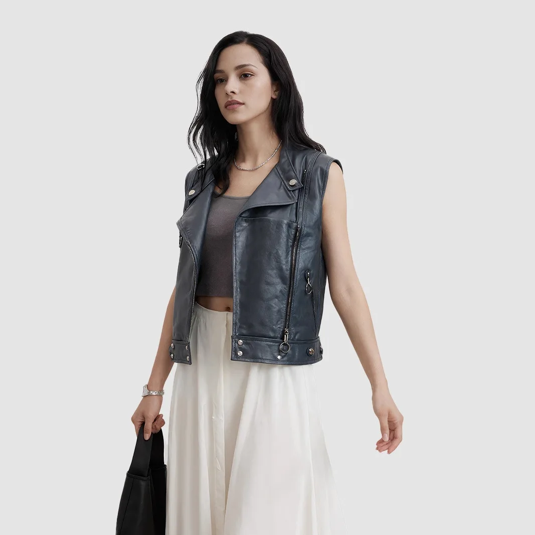 Female Belted Highstreet Punk Lady Coat KIDCRKJ Spring Women'sLeather Vest Short Sleeveless Zioper Fly PU Mtorcycle Jacket For
Female Belted Highstreet Punk Lady Coat KIDCRKJ Spring Women'sLeather Vest Short Sleeveless Zioper Fly PU Mtorcycle Jacket For