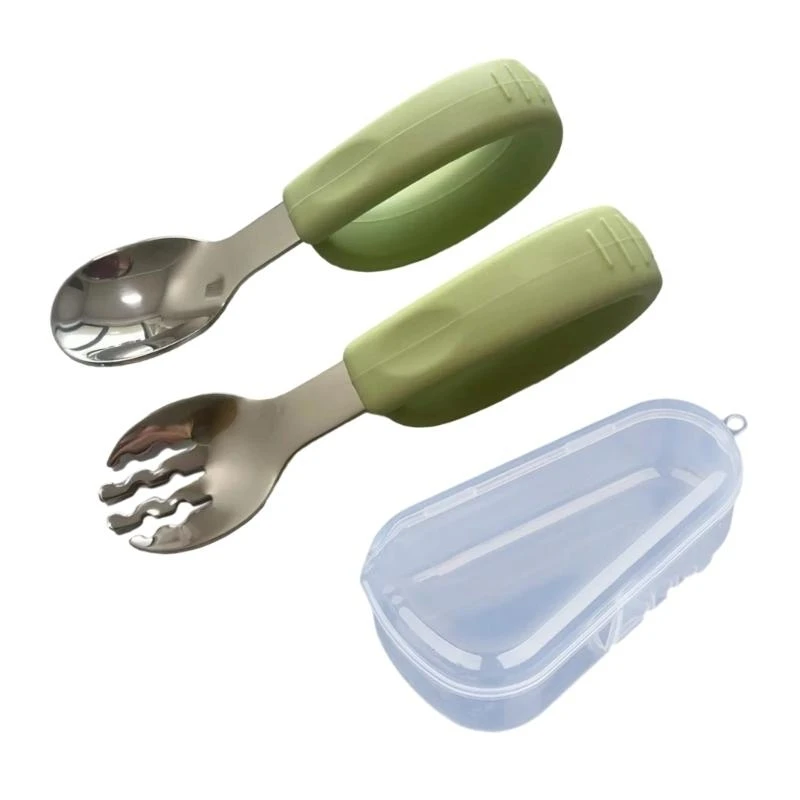 97BE 1 Set Stainless Steel Toddler Spoon and Fork with Storage Box Silicone Handle
97BE 1 Set Stainless Steel Toddler Spoon and Fork with Storage Box Silicone Handle