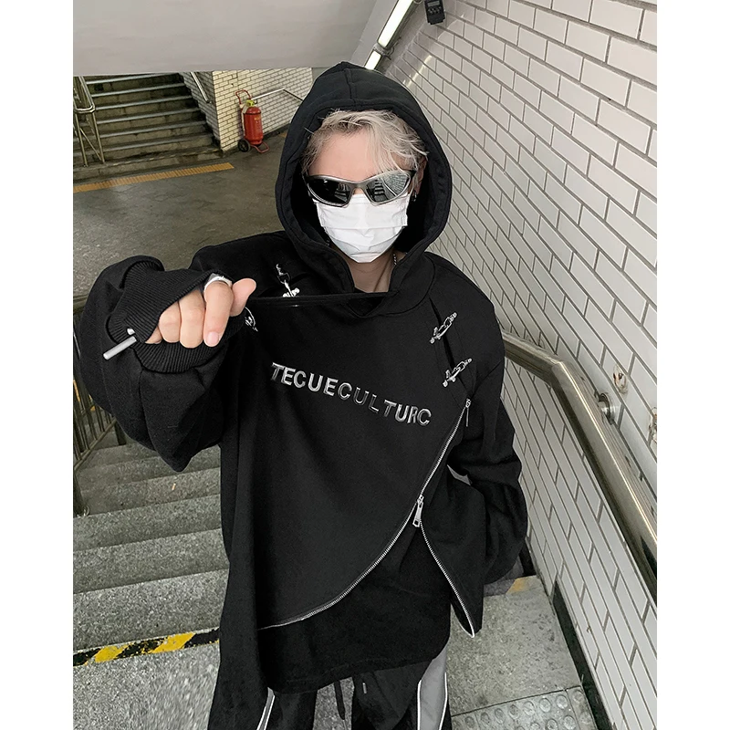 Fall Season k Sle Irregular Hem oulder Padded Hoodie Metal Zipper Cool Haome Streetwear Casual Loose Fit Sweatirt
Fall Season k Sle Irregular Hem oulder Padded Hoodie Metal Zipper Cool Haome Streetwear Casual Loose Fit Sweatirt