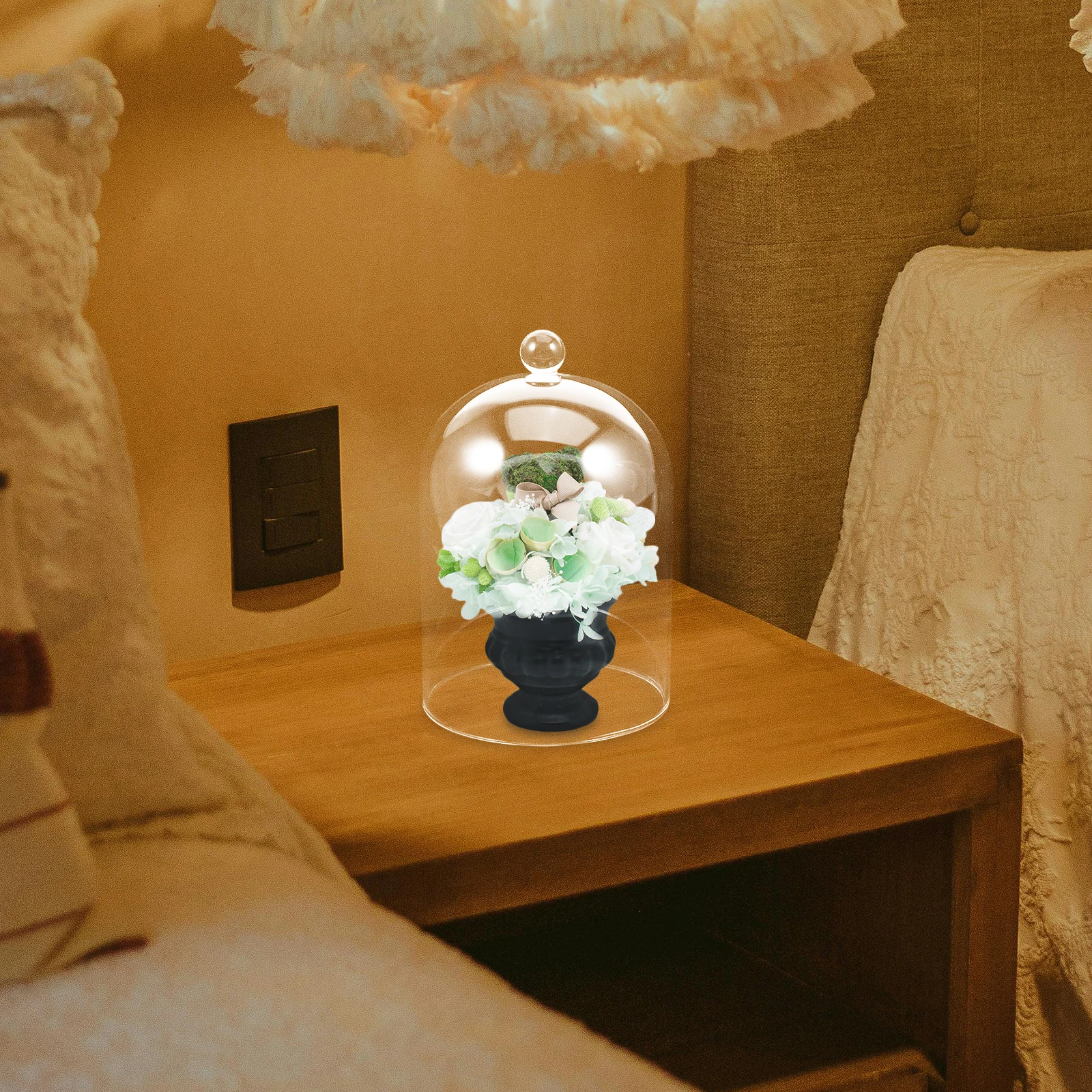 Clear Glass Dome Protective Cover for Eternal Flower Decoration Micro Landscape Terrarium Showcase Elegant Desktop Decor
Clear Glass Dome Protective Cover for Eternal Flower Decoration Micro Landscape Terrarium Showcase Elegant Desktop Decor