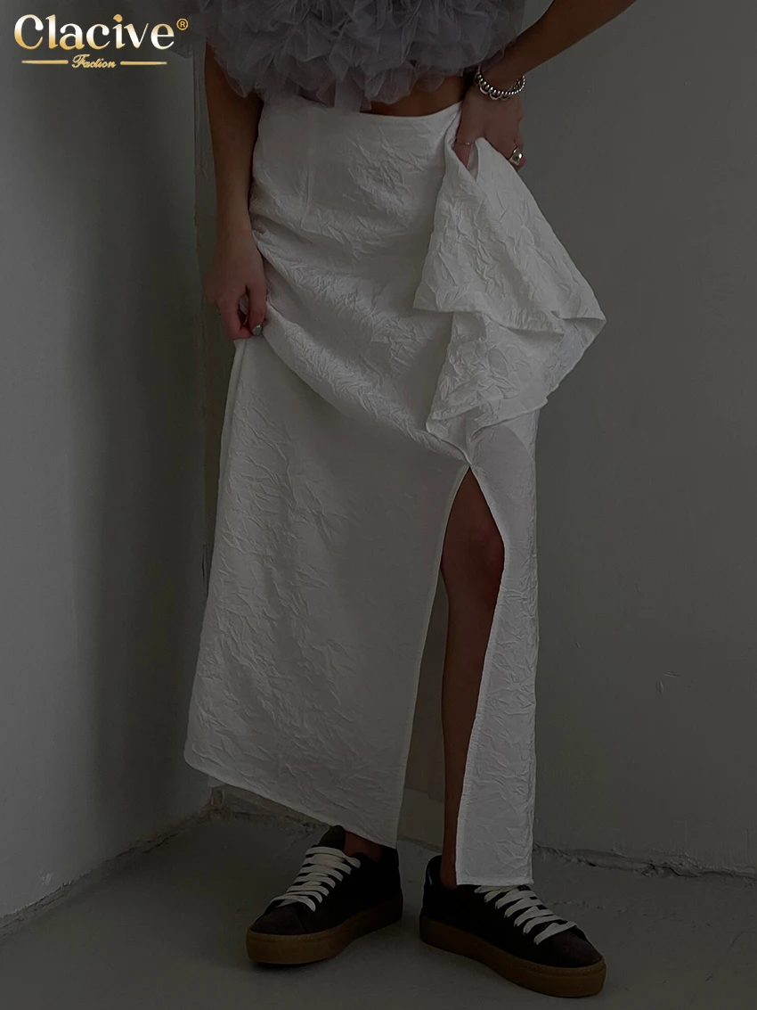 Clacive Fashion Loose White Women's Skirt 2025 Casual High Waist Long Skirts Elegant Classic Ruffles Slit Skirt Female Clothing
Clacive Fashion Loose White Women's Skirt 2025 Casual High Waist Long Skirts Elegant Classic Ruffles Slit Skirt Female Clothing