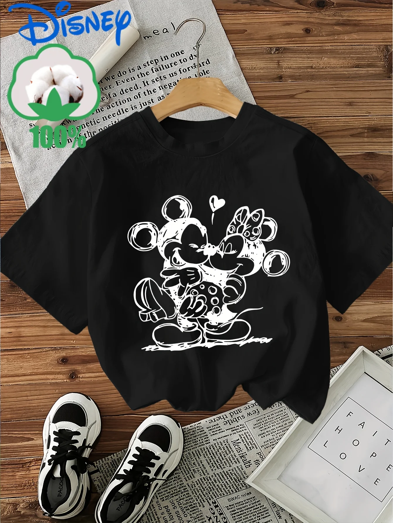 2026 Summer New 100% Pure Cotton Loose Sporty Tshirt Disney Mickey Minnie Mouse Hugging Small Heart Romance Cartoon Print Design
2026 Summer New 100% Pure Cotton Loose Sporty Tshirt Disney Mickey Minnie Mouse Hugging Small Heart Romance Cartoon Print Design