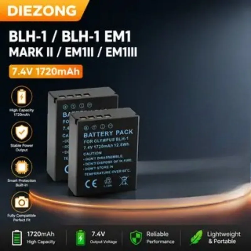 High-Quality New 7.4V 1720mAh BLH1 Lithium Battery for Olympus BLH-1 EM1 MARK II EM1II EM1III Camera Battery Persistent Standby
High-Quality New 7.4V 1720mAh BLH1 Lithium Battery for Olympus BLH-1 EM1 MARK II EM1II EM1III Camera Battery Persistent Standby