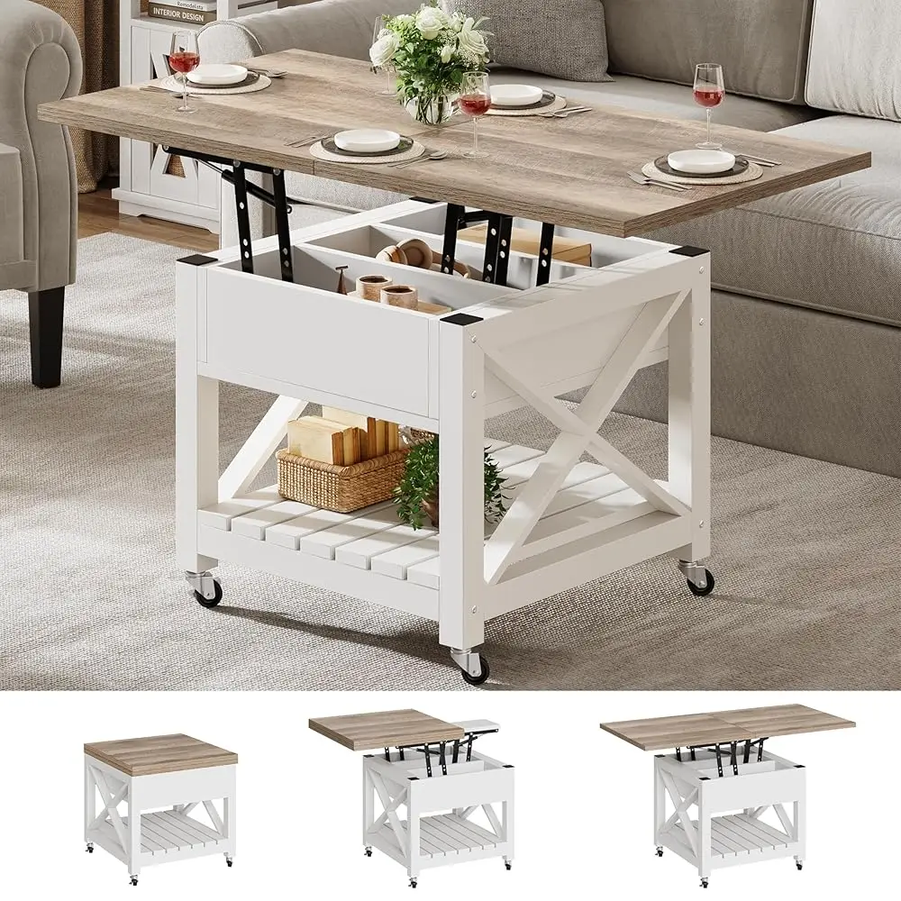 Lift Top Coffee Table with Wheels, Farmhouse Square Coffee Tables for Living Room, 2 Tier Small Coffee Table with Storage Co
Lift Top Coffee Table with Wheels, Farmhouse Square Coffee Tables for Living Room, 2 Tier Small Coffee Table with Storage Co