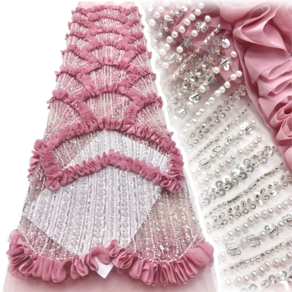 3D Flower Embroidery Sequins Tulle Mesh Lace Fabric 2026 Nigerian Beaded Mesh Lace For Bridal Wedding Party Dress Sewing 2850
3D Flower Embroidery Sequins Tulle Mesh Lace Fabric 2026 Nigerian Beaded Mesh Lace For Bridal Wedding Party Dress Sewing 2850