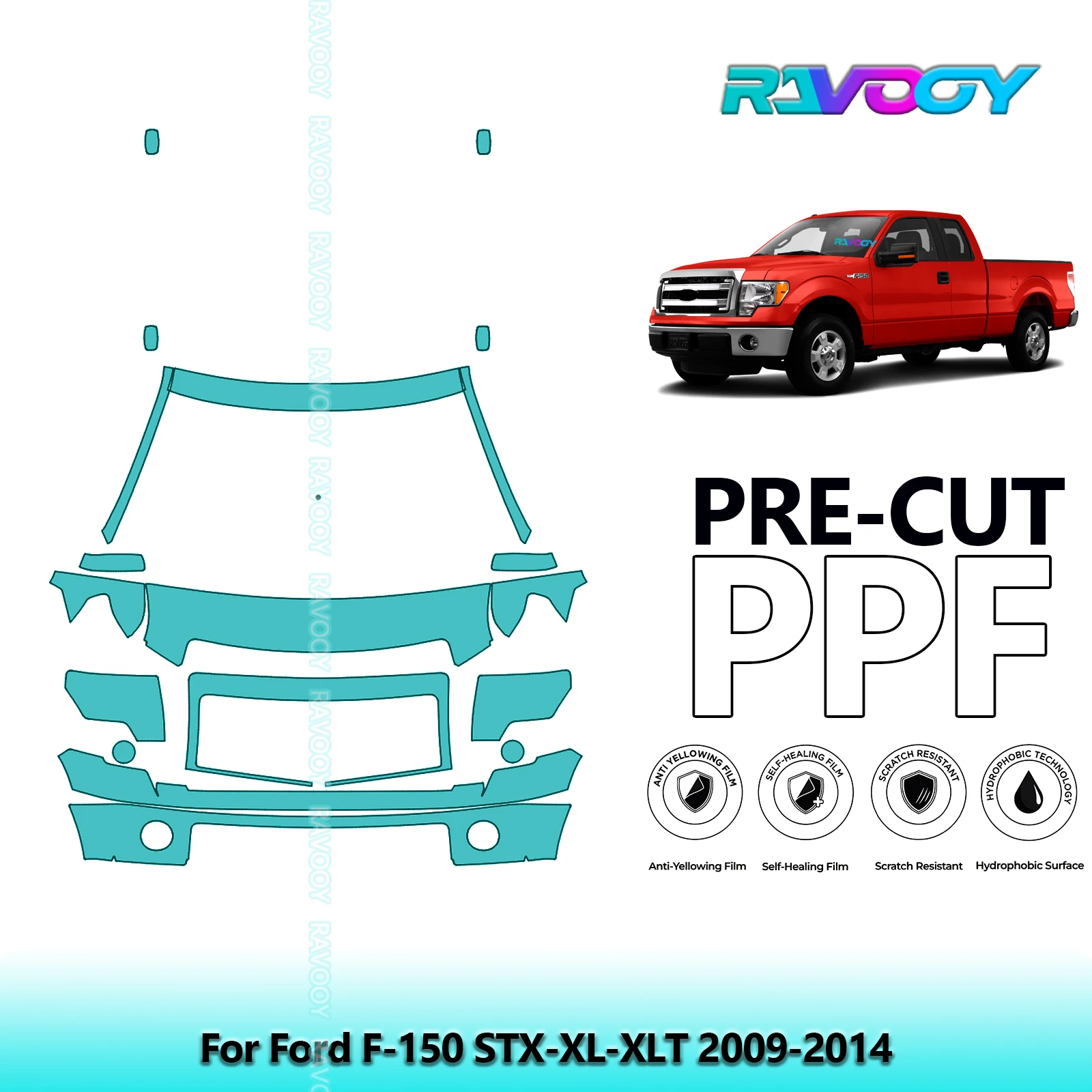 For Ford F-150 STX-XL-XLT 2009-2014 Front Kit 8.5Mil Precut Paint Protection Film PPF Clear Bra
For Ford F-150 STX-XL-XLT 2009-2014 Front Kit 8.5Mil Precut Paint Protection Film PPF Clear Bra