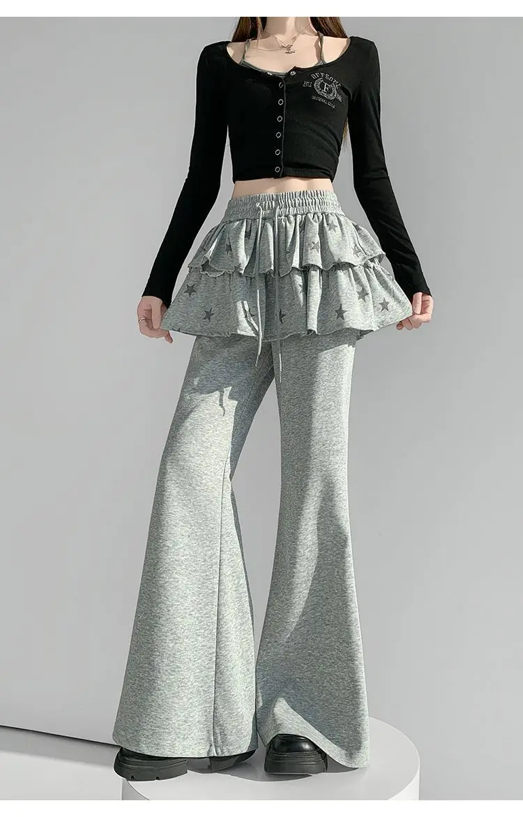 Japan Star Ruffled Culottes For Women Spring Summer High-Waisted Fake Two-Piece Casual Narrow-Fit Micro-Flared Sweatpants
Japan Star Ruffled Culottes For Women Spring Summer High-Waisted Fake Two-Piece Casual Narrow-Fit Micro-Flared Sweatpants