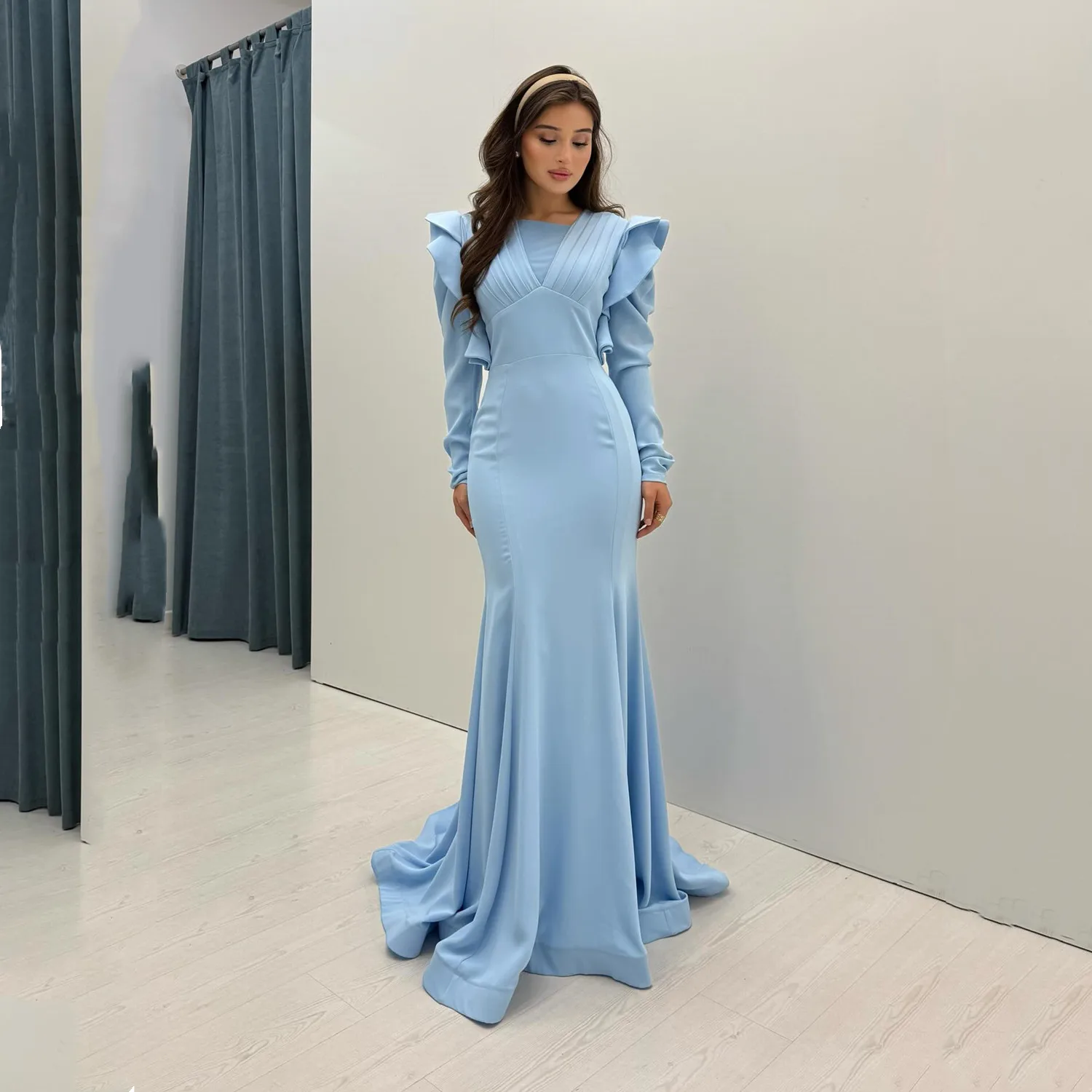 Aileen Sky Blue Women Evening Dress Long Sleeves Luxurious Women's Evening Dresses for Special Occasions Платье Вечернее Mermaid
Aileen Sky Blue Women Evening Dress Long Sleeves Luxurious Women's Evening Dresses for Special Occasions Платье Вечернее Mermaid