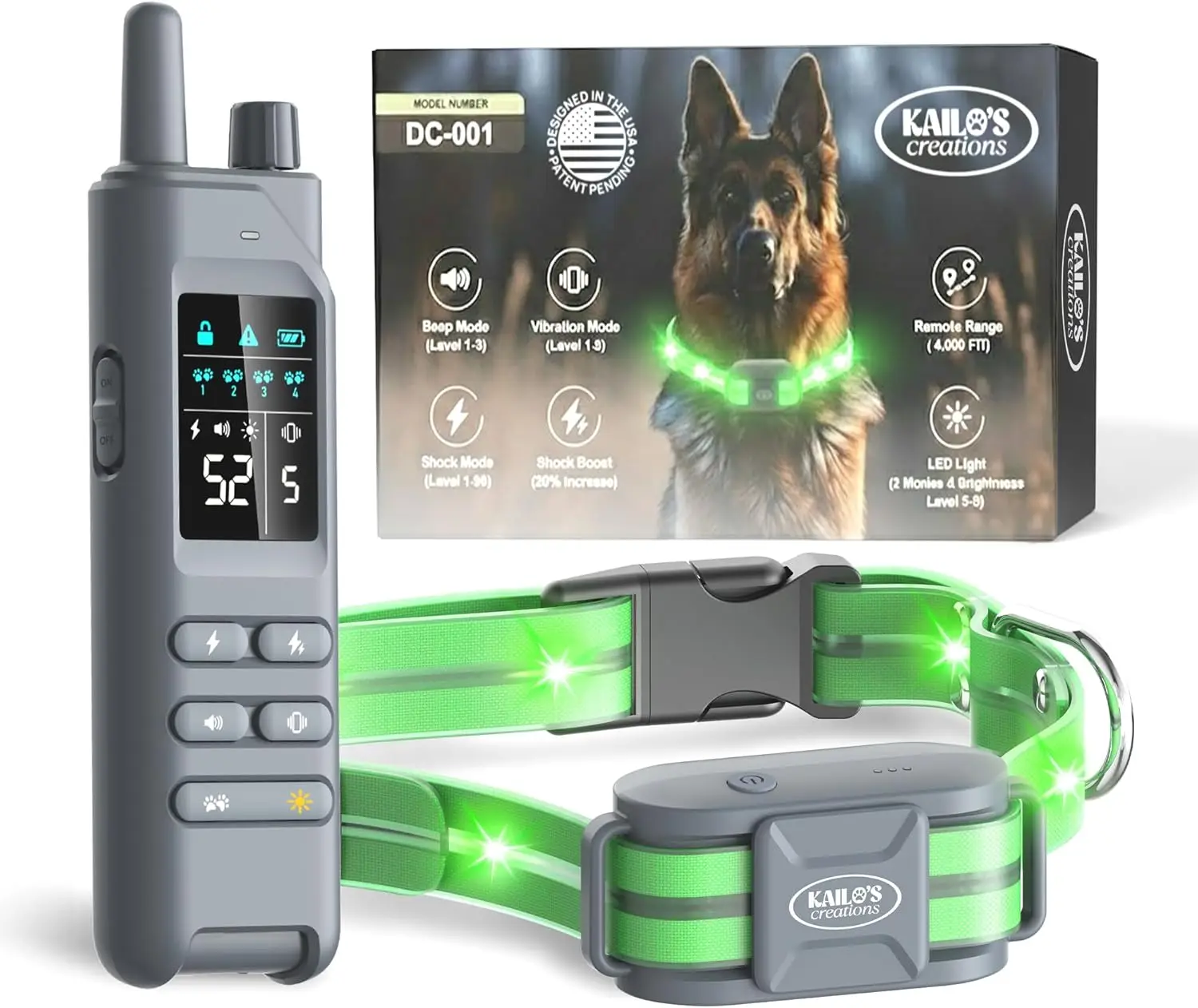 2-in-1 Dog Shock Collar with Remote & 360° LED Lights, 4200FT Range, IPX8 Waterproof, 4 Training Modes, Rechargeable E-Collar fo
2-in-1 Dog Shock Collar with Remote & 360° LED Lights, 4200FT Range, IPX8 Waterproof, 4 Training Modes, Rechargeable E-Collar fo