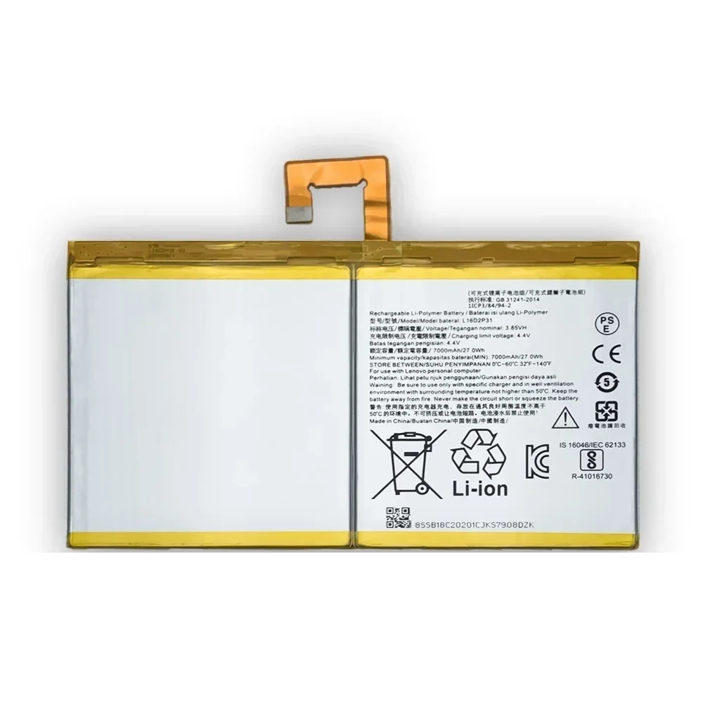 New 7000mAh Battery L16D2P31 For LENOVO TAB 4 10 / 10 REL / 10 PLUS TB-X304L X304F TB-X704F X704L X504F X504L Batteria
New 7000mAh Battery L16D2P31 For LENOVO TAB 4 10 / 10 REL / 10 PLUS TB-X304L X304F TB-X704F X704L X504F X504L Batteria