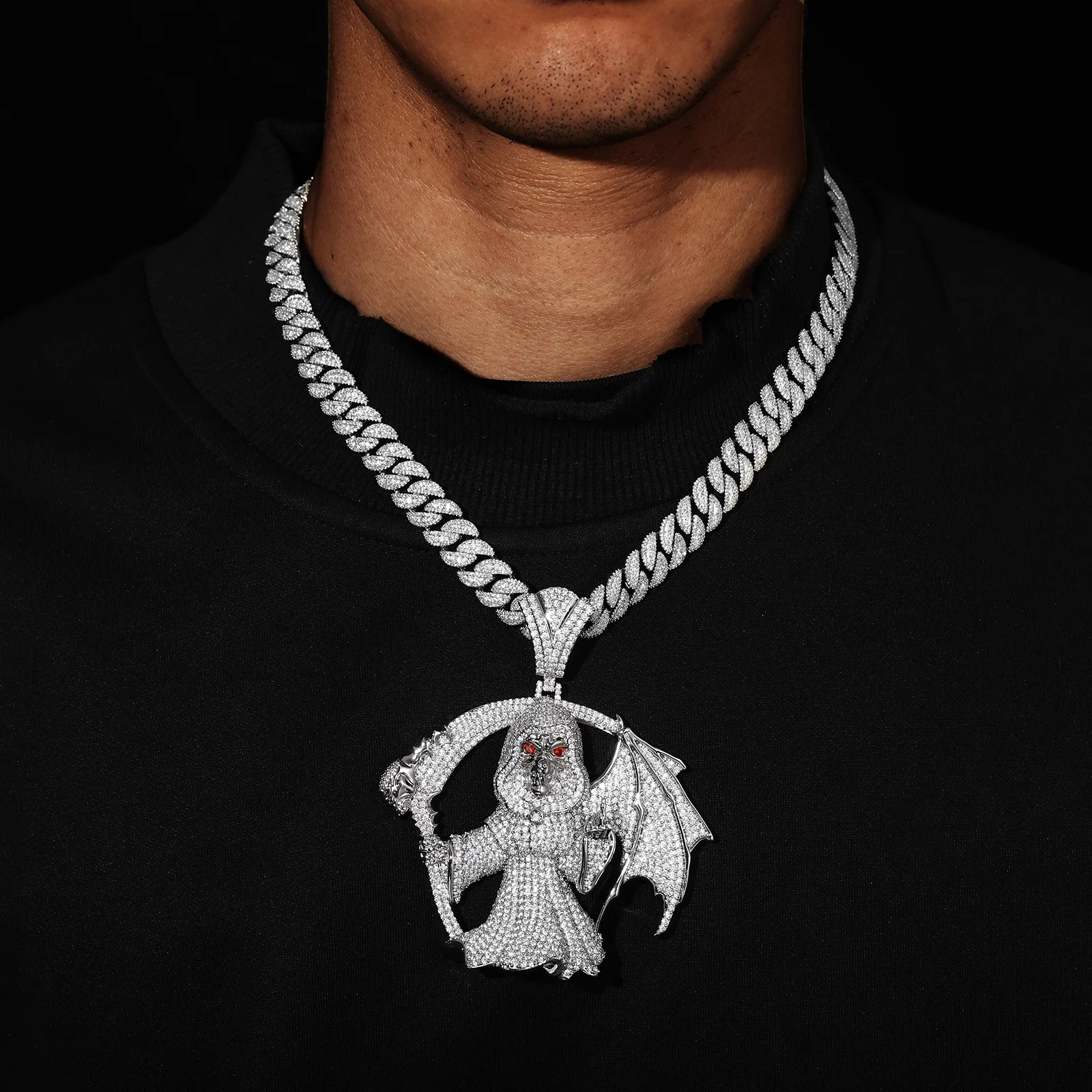 Hip Hop Rock Sickle Reaper Hip Hop Trend Pendant Full Diamond Zircon Versatile Personality Rap Men's Necklace Wholesale
Hip Hop Rock Sickle Reaper Hip Hop Trend Pendant Full Diamond Zircon Versatile Personality Rap Men's Necklace Wholesale