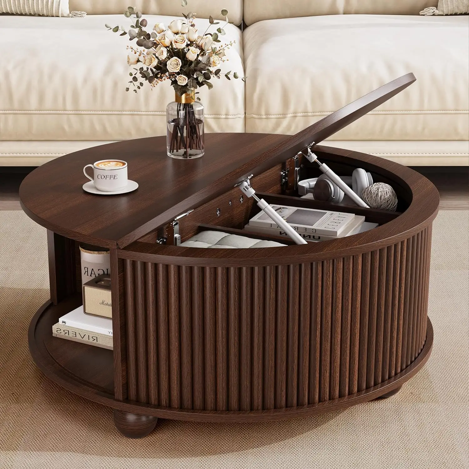 Fluted Round Coffee Tables,31.5" Mid Century Modern Circle Drum Table with Storage, Accent Coffee Table, Customized
Fluted Round Coffee Tables,31.5" Mid Century Modern Circle Drum Table with Storage, Accent Coffee Table, Customized