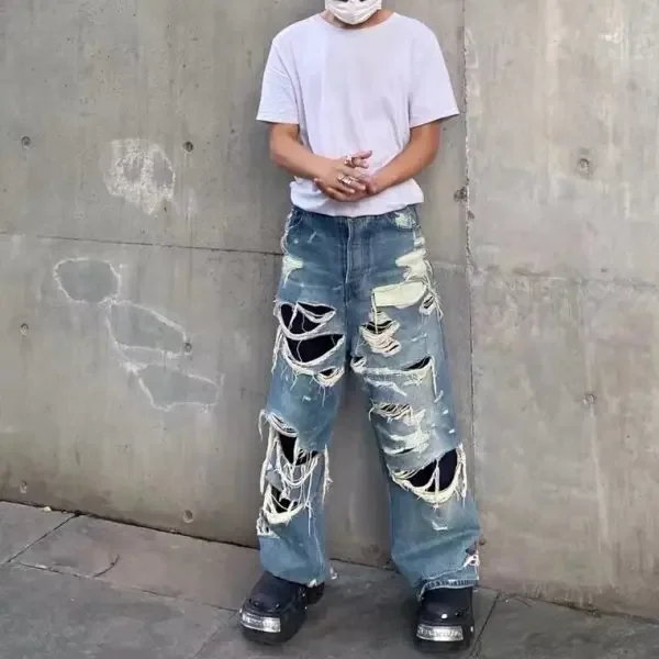 Four Seasons New Fashion Men's Casual Trendy American Washed Hole Patched Loose Jeans Pants Wide Leg High Street Denim Pants
Four Seasons New Fashion Men's Casual Trendy American Washed Hole Patched Loose Jeans Pants Wide Leg High Street Denim Pants
