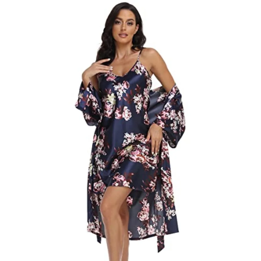 Women's Satin Robes Set with Nightgown Silk Kimono Pajamas 2 Piece Sleepwear Camisole Wedding Bride Gown Set
Women's Satin Robes Set with Nightgown Silk Kimono Pajamas 2 Piece Sleepwear Camisole Wedding Bride Gown Set