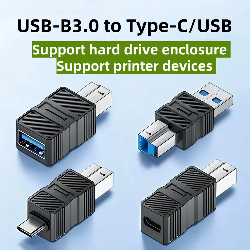 High Speed USB-B 3.0 Printer Adapter B Square Port to Type-C Converter USB Printer Scanner Adapter Connection Hard Disk Transfer
High Speed USB-B 3.0 Printer Adapter B Square Port to Type-C Converter USB Printer Scanner Adapter Connection Hard Disk Transfer
