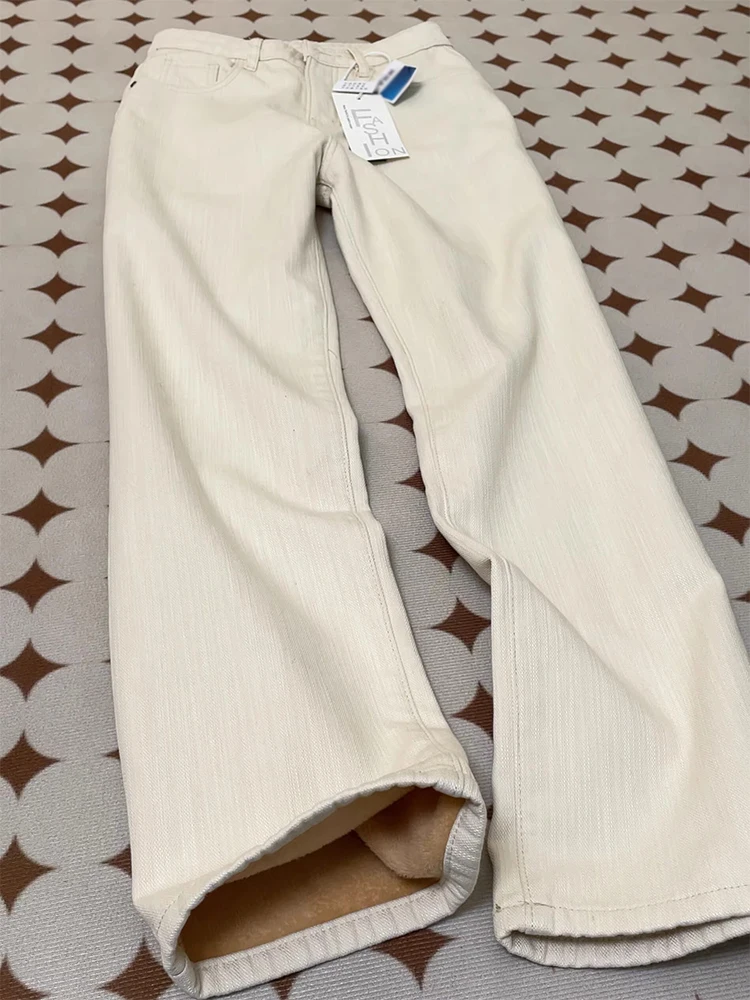 High Waist Thickened Fleece Straight Leg Jeans Women's Autumn Winter Wide Leg Long Pants Hong Kong Style Lazy Apricot Color
High Waist Thickened Fleece Straight Leg Jeans Women's Autumn Winter Wide Leg Long Pants Hong Kong Style Lazy Apricot Color
