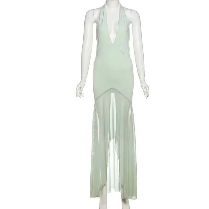 Vacation Patchwork Mesh Dress Women Halter Backless Deep V-Nec Sexy Irregular Hem Birthday Party Elegant Slim Vestidos
Vacation Patchwork Mesh Dress Women Halter Backless Deep V-Nec Sexy Irregular Hem Birthday Party Elegant Slim Vestidos