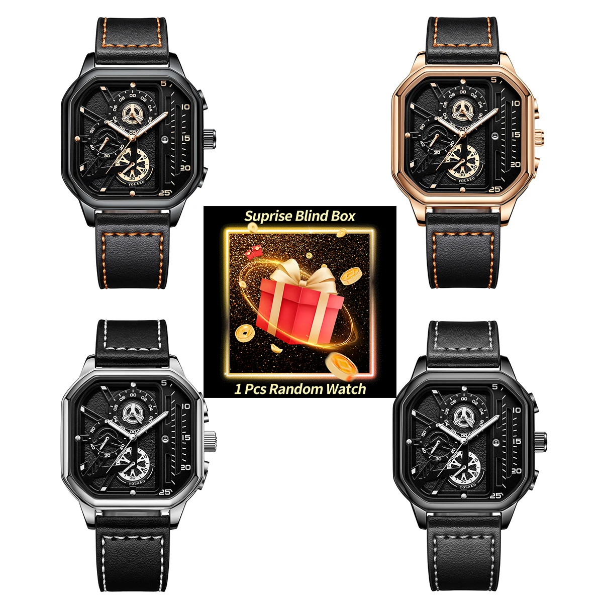 1PC Surprise Mystery Watch Blind Box-Luxury Big Dial Men Square Watch Casual PU Leather Strap Men Sports Watches Reloj Hombre
1PC Surprise Mystery Watch Blind Box-Luxury Big Dial Men Square Watch Casual PU Leather Strap Men Sports Watches Reloj Hombre