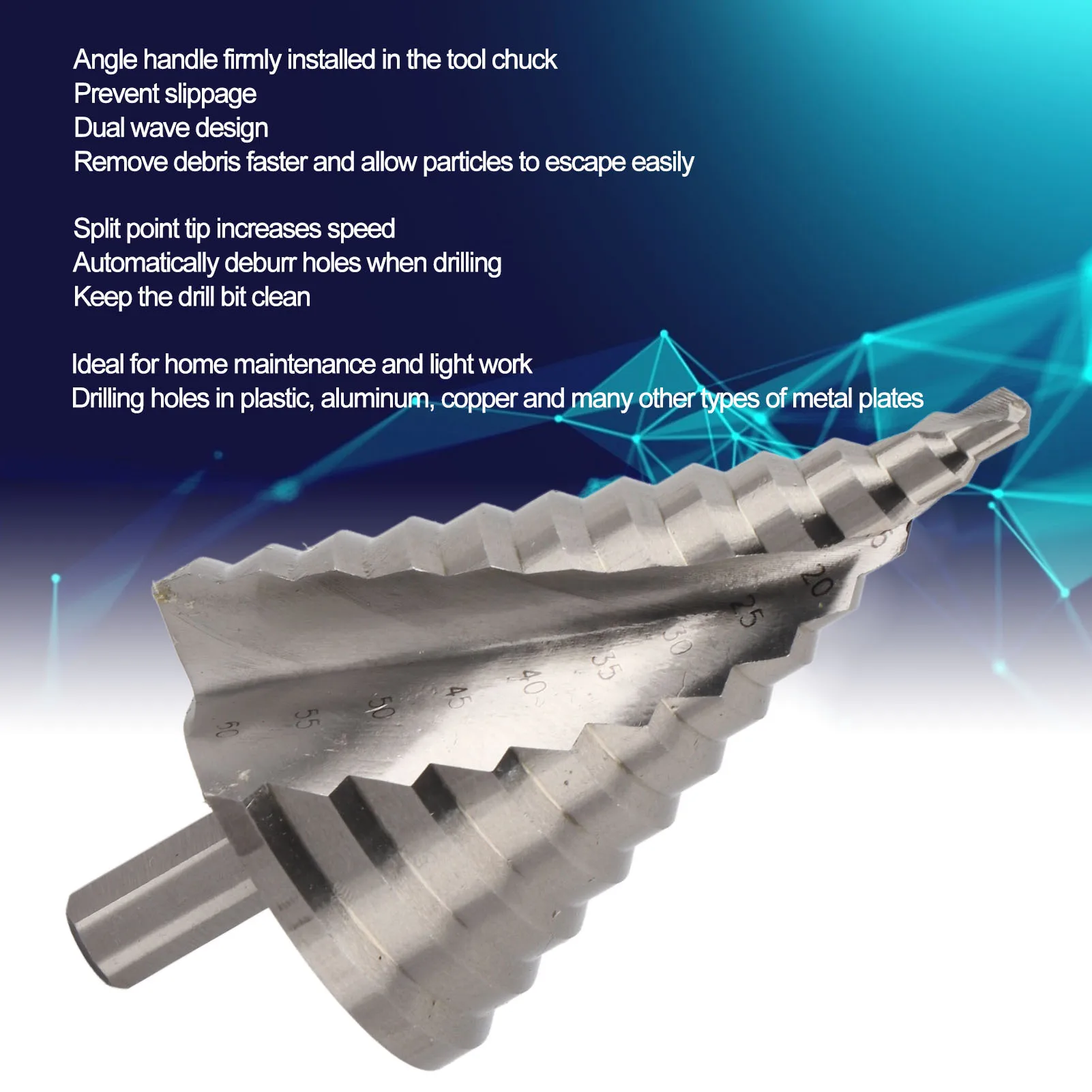 Spiral Step Drill Step Drill Bit Pagoda Cone Spiral Bearing Steel Reaming Hole Tool Hardware 6‑60mm
Spiral Step Drill Step Drill Bit Pagoda Cone Spiral Bearing Steel Reaming Hole Tool Hardware 6‑60mm