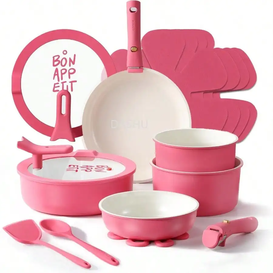 18Pcs Ceramic Cookware Set With Detachable Handle - Pots And Pans Set Non Stick, Kitchen Cooking Sets With Stand-Up Lid | And Fr
18Pcs Ceramic Cookware Set With Detachable Handle - Pots And Pans Set Non Stick, Kitchen Cooking Sets With Stand-Up Lid | And Fr
