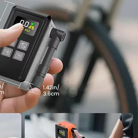 Мини-велосипедный насос для шин (150PSI, быстрая накачка с измерительным прибором) (клапан Presta и Schrader), портативный электрический воздушный насос для дороги 
Мини-велосипедный насос для шин (150PSI, быстрая накачка с измерительным прибором) (клапан Presta и Schrader), портативный электрический воздушный насос для дороги