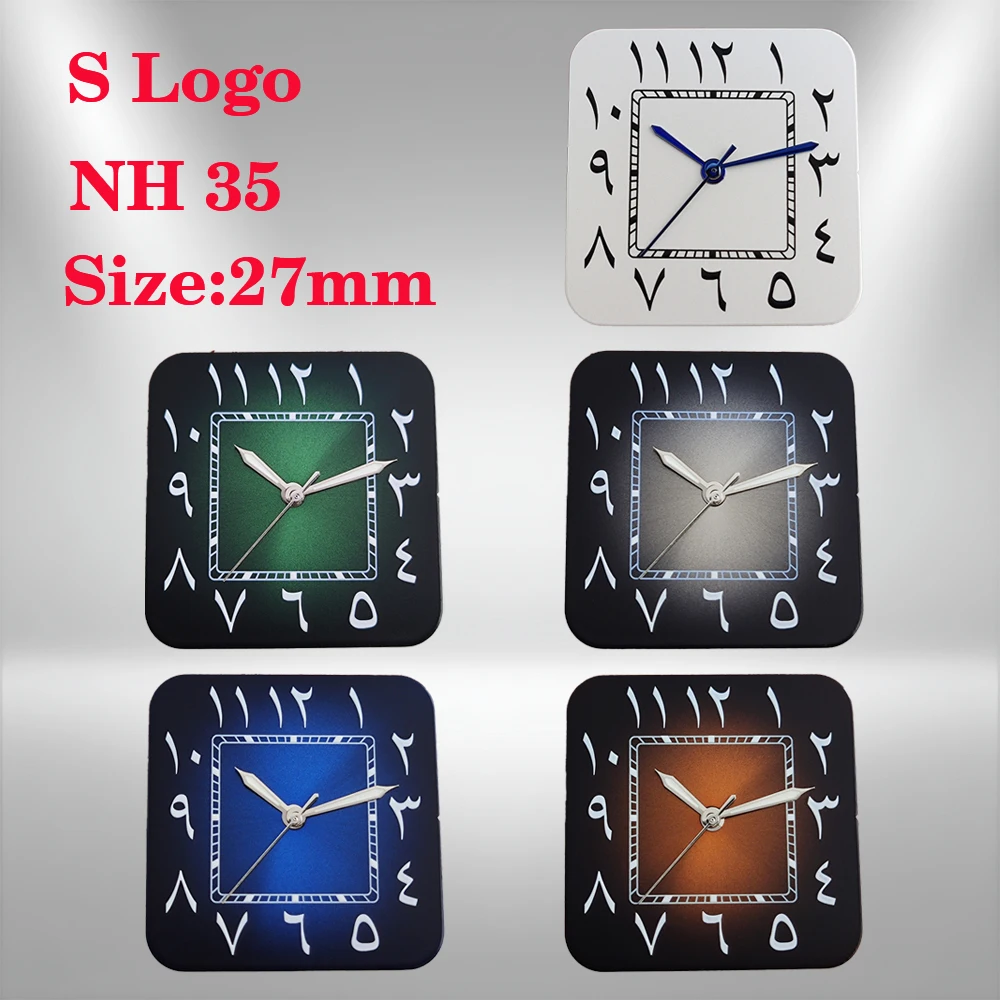 27mm S-Logo Santos Watch Dial with Arabic Numerals 6-Point Window Compatible with NH35 NH36 Automatic Movement Watch Accessory
27mm S-Logo Santos Watch Dial with Arabic Numerals 6-Point Window Compatible with NH35 NH36 Automatic Movement Watch Accessory