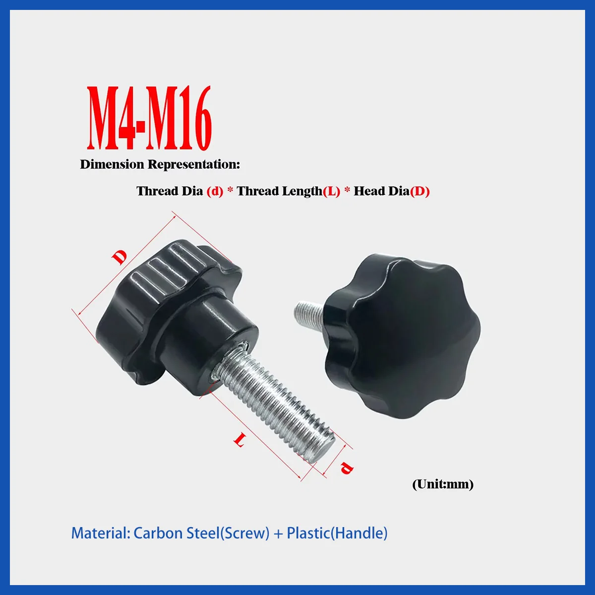 Plum Blossom Handle Screw M4M5M6M8M10M12 Star Plum Bakelite Hand Tighten Thumb Screw Knob Tightening Screw bolts
Plum Blossom Handle Screw M4M5M6M8M10M12 Star Plum Bakelite Hand Tighten Thumb Screw Knob Tightening Screw bolts