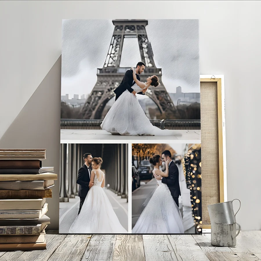 2D flat-1pc Framed Canvas Canvas Collage - Custom Multi-Image Wall Art with Eiffel Tower Wedding Scene, Personalized Photo Print for Bedroom, Living Room, or Hallway Decor, Ideal Gift for Home Decoration, Wall Decor-Wrapped Canvas
2D flat-1pc Framed Canvas Canvas Collage - Custom Multi-Image Wall Art with Eiffel Tower Wedding Scene, Personalized Photo Print for Bedroom, Living Room, or Hallway Decor, Ideal Gift for Home Decoration, Wall Decor-Wrapped Canvas