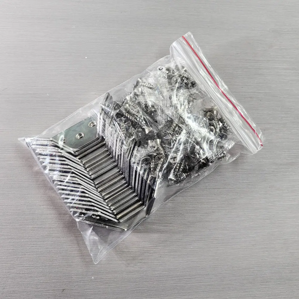1 set Cabinet Corner Brackets Stainless Steel Furniture Connectors 140 Screws for Wood Silver Metal Angle Braces Supporting 
1 set Cabinet Corner Brackets Stainless Steel Furniture Connectors 140 Screws for Wood Silver Metal Angle Braces Supporting