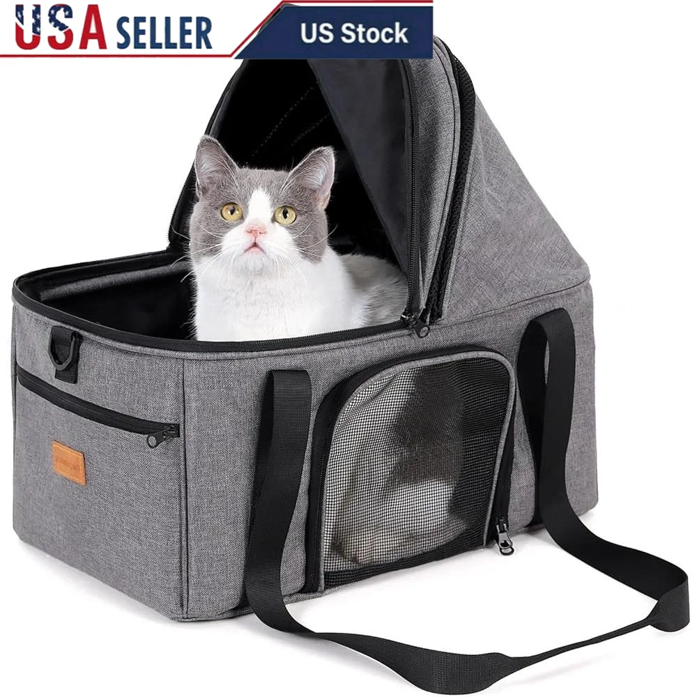 Soft Sided Cat Carrier Large Pet Bag Travel Seat with Semi-open Canopy Washable Cushion Collapsible Design Safety Features
Soft Sided Cat Carrier Large Pet Bag Travel Seat with Semi-open Canopy Washable Cushion Collapsible Design Safety Features