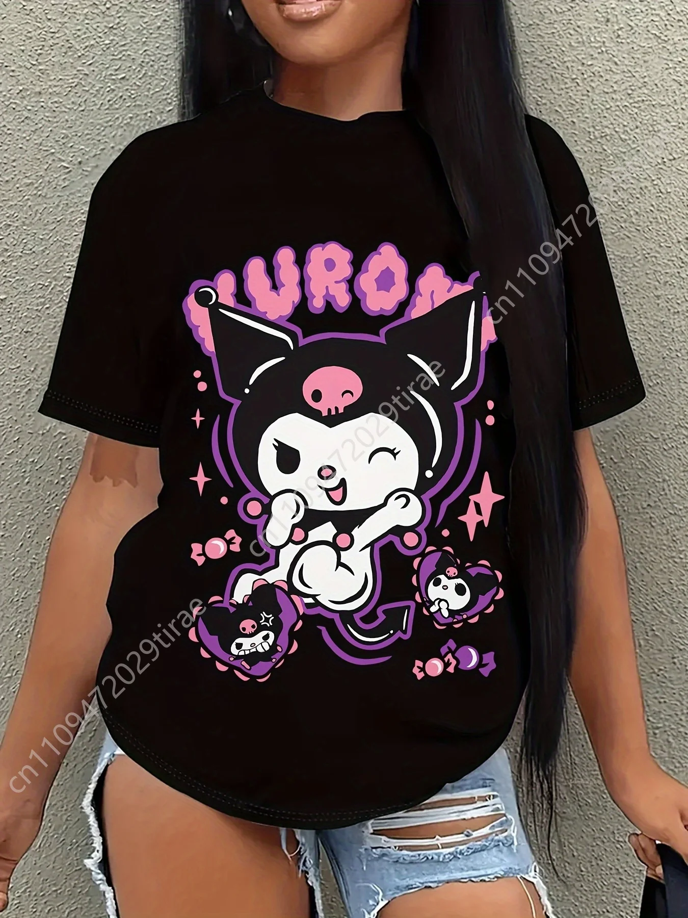 Sanrio Kuromi Teen T-shirt Spring and Summer Cartoon Pattern Women Clothing Short-sleeved Round Neck Casual Tops Pattern Cosplay
Sanrio Kuromi Teen T-shirt Spring and Summer Cartoon Pattern Women Clothing Short-sleeved Round Neck Casual Tops Pattern Cosplay
