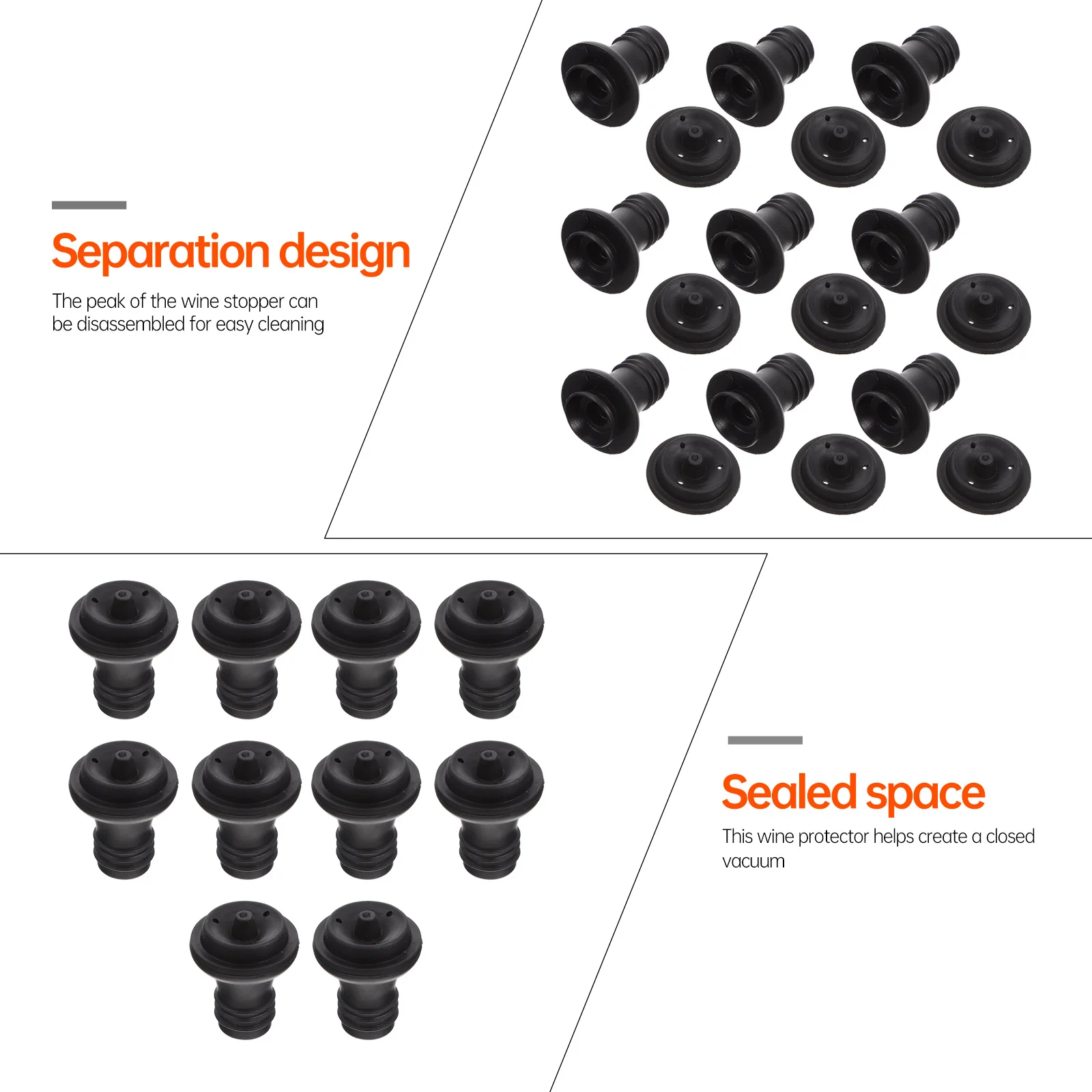 10Pcs Wine Saver Stoppers Excellent Workmanship Fine Details Vacuum Seal Freshness Black Wine Bottle Stopper Stopping Tool
10Pcs Wine Saver Stoppers Excellent Workmanship Fine Details Vacuum Seal Freshness Black Wine Bottle Stopper Stopping Tool