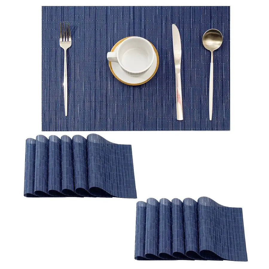 Blue Placemats Set of 12 Heat Resistant NonSlip Place mats for Dining Table, Washable Durable PVC Vinyl Woven Table MatsBlue, 12
Blue Placemats Set of 12 Heat Resistant NonSlip Place mats for Dining Table, Washable Durable PVC Vinyl Woven Table MatsBlue, 12