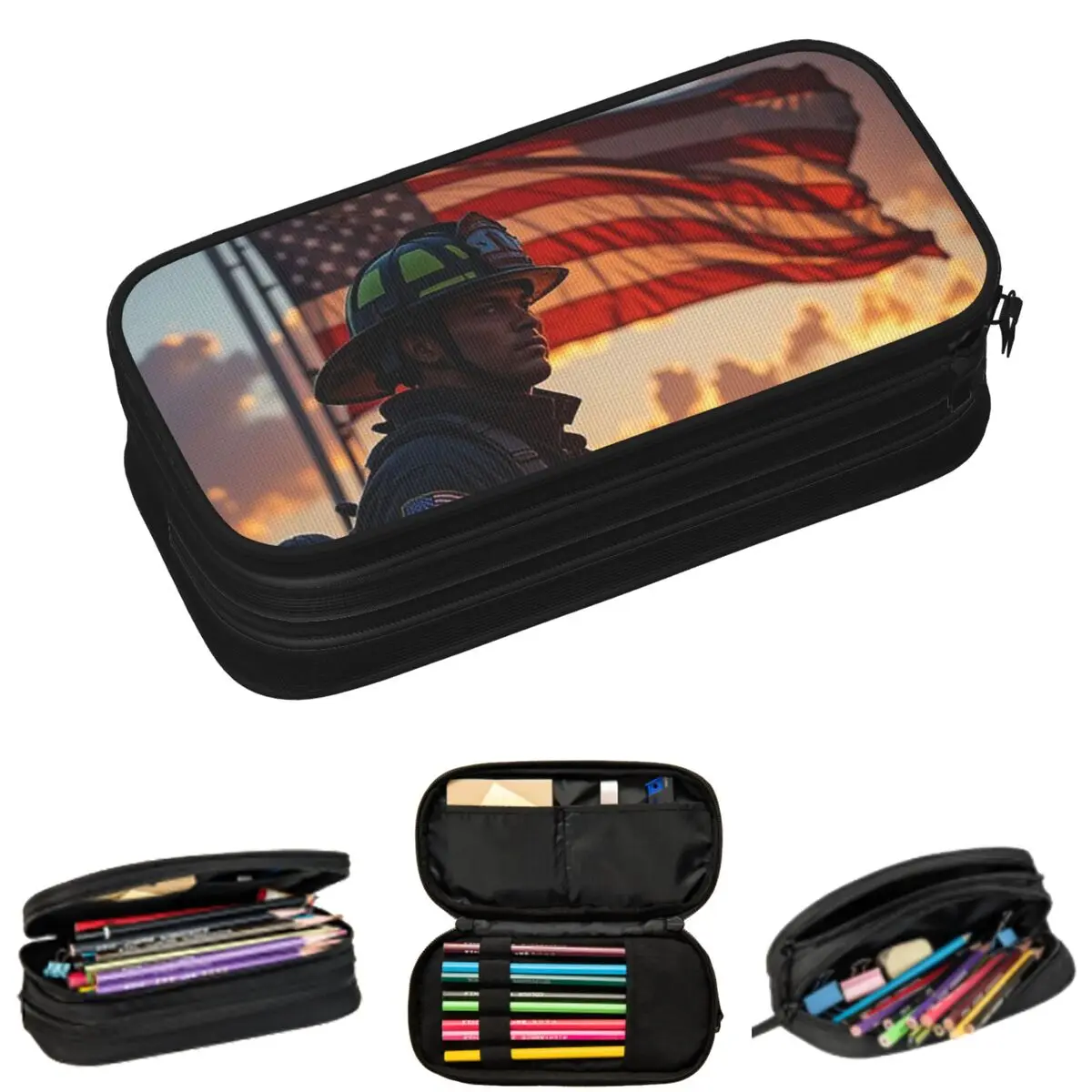 Firemen Featuring Usa A Flag Pencil Cases for Students School Pen Box Pencil Bag Large Capacity Pencil Pouch
Firemen Featuring Usa A Flag Pencil Cases for Students School Pen Box Pencil Bag Large Capacity Pencil Pouch