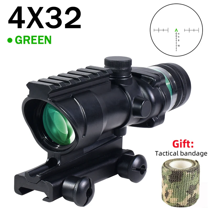 4X32 Hunting Riflescope Real Fiber Optics Green Dot No Battery Illuminated Etched Reticle Optical Tactical Riflescope Accessory
4X32 Hunting Riflescope Real Fiber Optics Green Dot No Battery Illuminated Etched Reticle Optical Tactical Riflescope Accessory