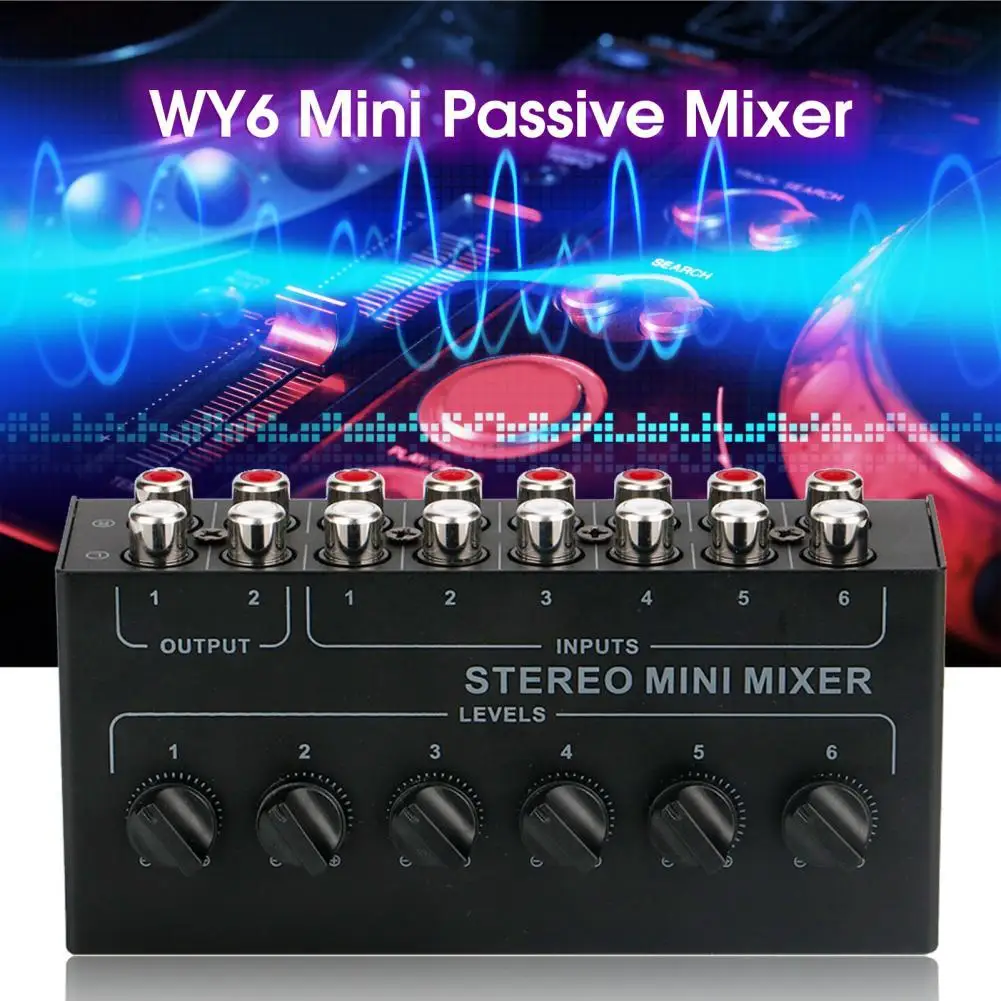 Мини-миксер WY6 с пассивным низким уровнем шума, 6 входов, 2 выхода, 6 каналов, Hi-Fi-звуковой аудиомикшер для студии
Мини-миксер WY6 с пассивным низким уровнем шума, 6 входов, 2 выхода, 6 каналов, Hi-Fi-звуковой аудиомикшер для студии
