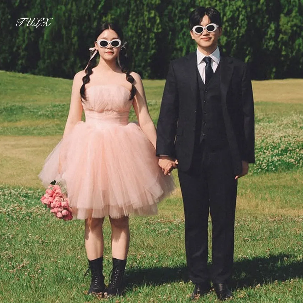 TULX Fairy Pink Tulle Mini Evening Dress Korea Wedding Photo Shoot Strapless A line Short Bridal Party Dress Corset Customized
TULX Fairy Pink Tulle Mini Evening Dress Korea Wedding Photo Shoot Strapless A line Short Bridal Party Dress Corset Customized