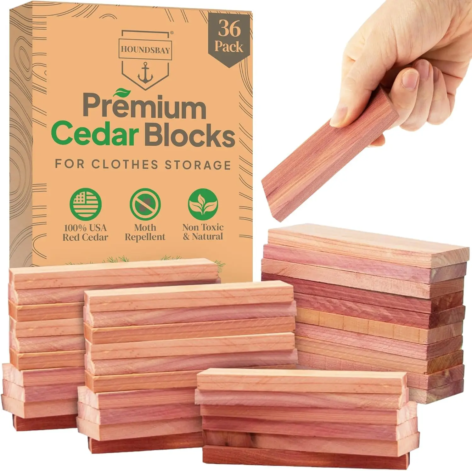 36 Cedar Blocks for Clothes Storage - Natural Moth Repellent for Closets & Drawers
36 Cedar Blocks for Clothes Storage - Natural Moth Repellent for Closets & Drawers