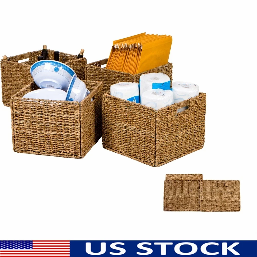 Foldable Seagrass Storage Baskets Set of 4 Iron Wire Frame Decorative Organizers Home Bedroom Kitchen Laundry
Foldable Seagrass Storage Baskets Set of 4 Iron Wire Frame Decorative Organizers Home Bedroom Kitchen Laundry