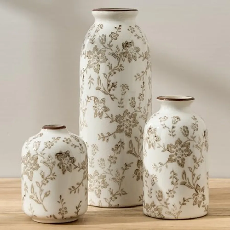 Ceramic Flower Decorative Antique Vase Set of 3, Vintage Rustic Chinoiserie Floral Vase for Home Decor, Living Room, Bookshelf,
Ceramic Flower Decorative Antique Vase Set of 3, Vintage Rustic Chinoiserie Floral Vase for Home Decor, Living Room, Bookshelf,